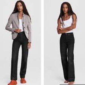 NWT RAG & BONE Alex High-Rise Straight Slim Fit Worn Black Jeans 23 MSRP $255